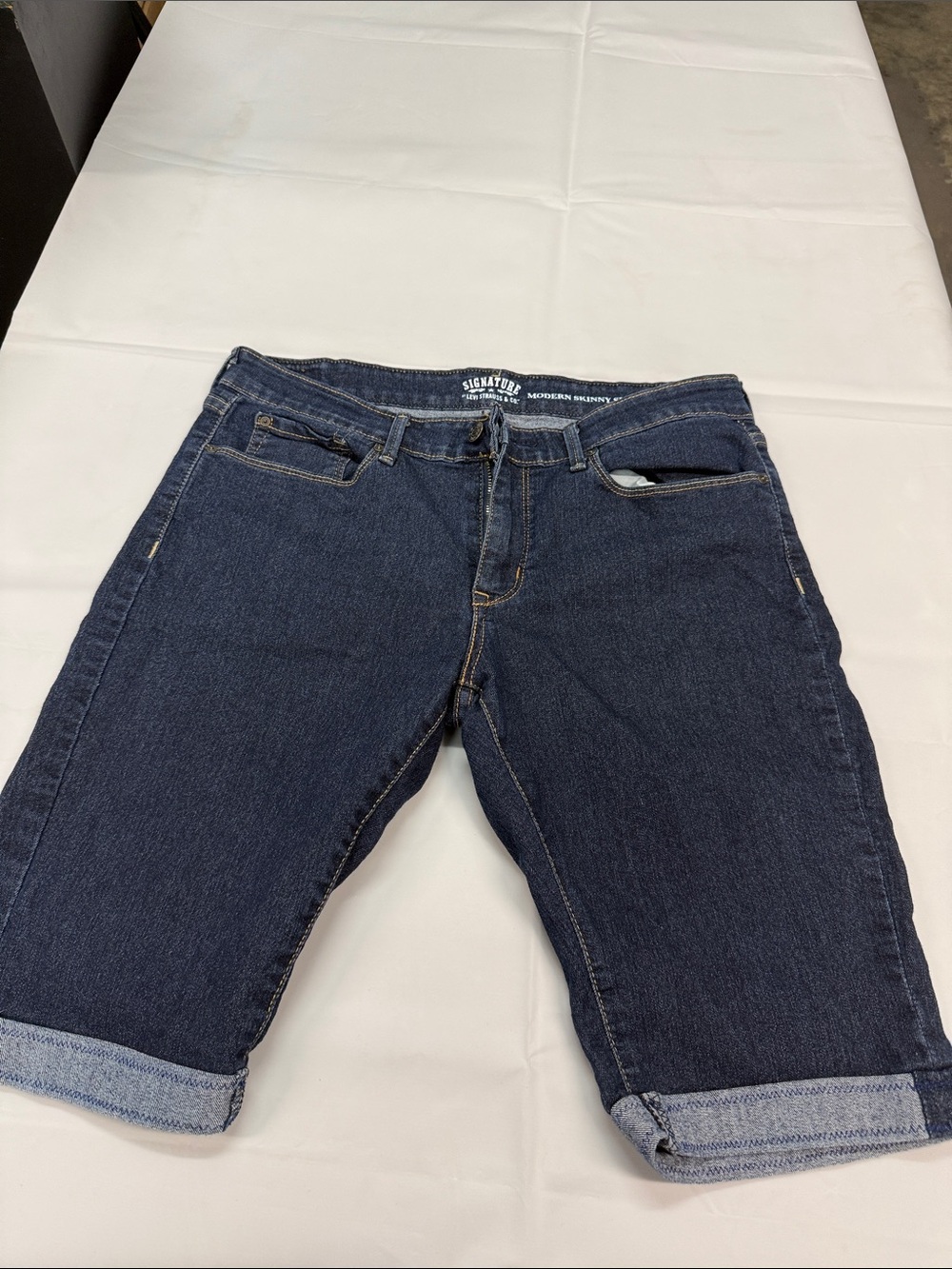Signature by Levi Strauss Dark Indigo Boyfriend Rolled Hem Jeans